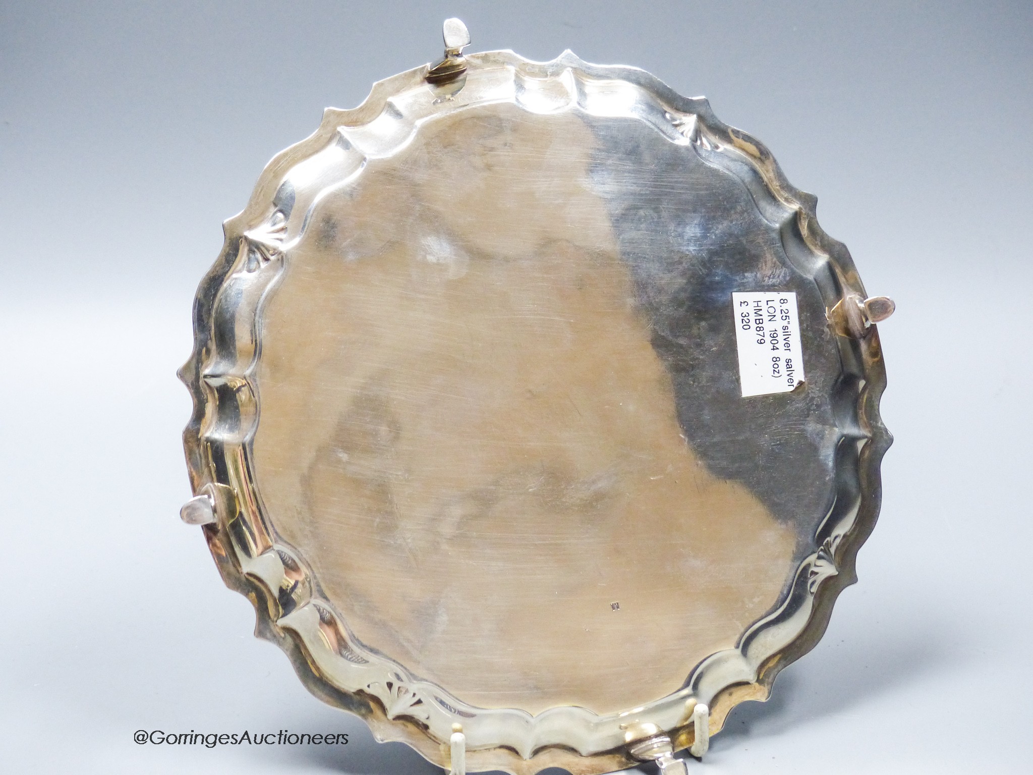 An Edwardian silver salver, with pie crust border, by Jay Richard Attenborough Company Ltd, London, 1904, 20.5cm, 9.5oz.